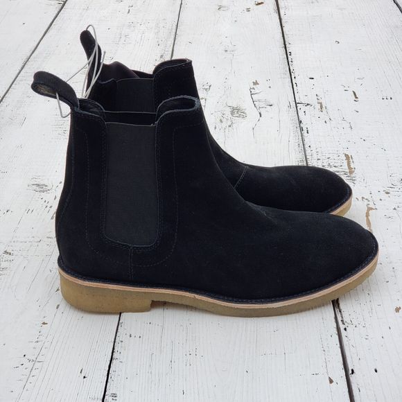 Civil Regime Black Suede Leather Pull On Chelsea Boots Mens Sz 7 Womens 8.5 / 39